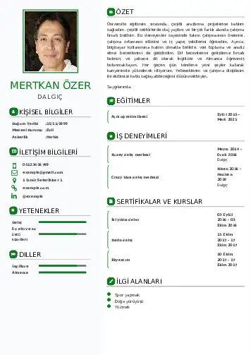 Dalgıç CV Örnekleri cv indir